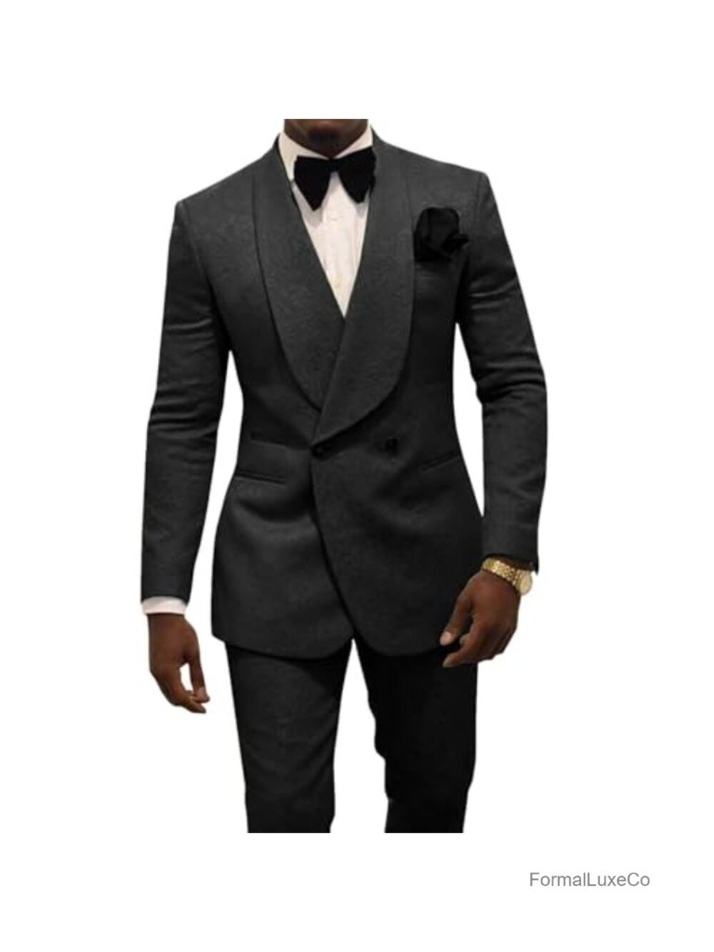 Men's Two Piece Shawl Lapel Jacquard Tuxedo Suit, Slim Fit, Wedding & Business
